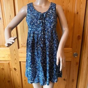 Vintage 90s All That Jazz Floral Babydoll Dress Lace Up Front Size S Grunge